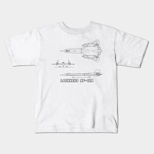 Lockheed YF-12A (Stealth Fighter) (black) Kids T-Shirt